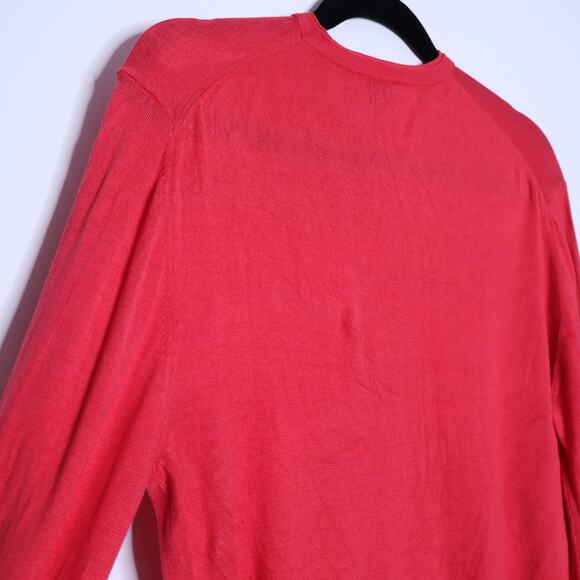 VERSACE Collection Silk Cotton V-Neck Sweater Melon Stretch Casual Men's M - Picture 7 of 13